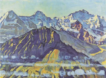 Eiger, Mönch és Jungfrau a reggeli napsütésben